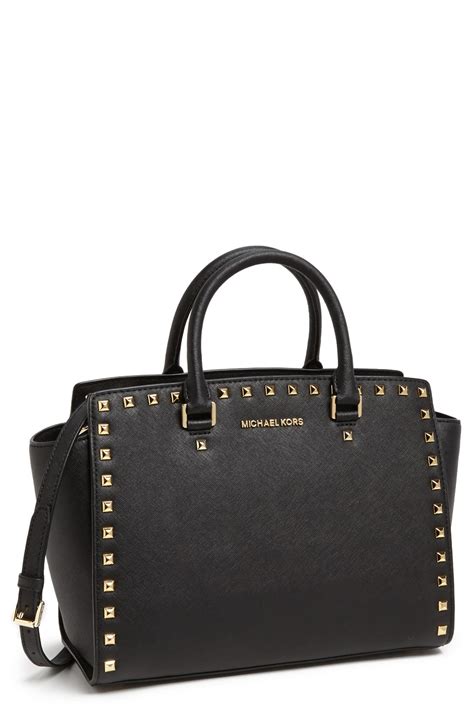 michael kors selma satchel schwarz|Michael Kors saffiano satchel.